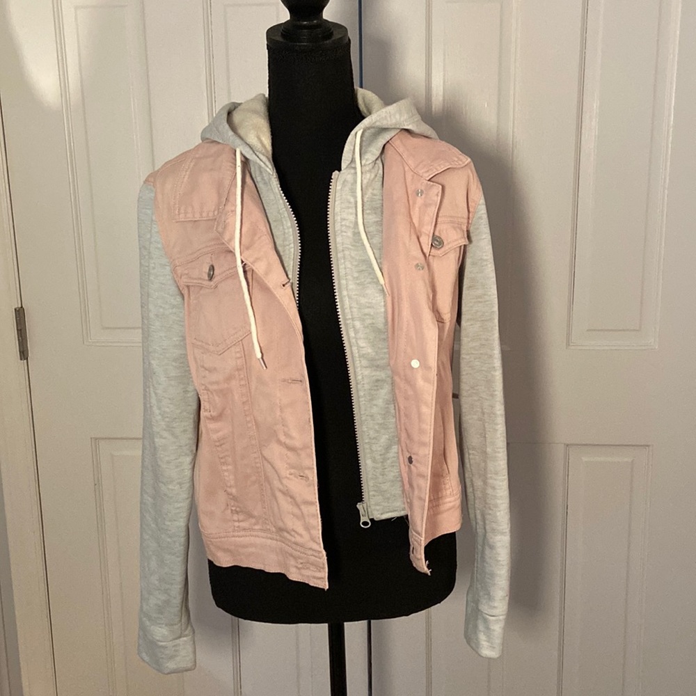 WALLFLOWER Authentic Denim Jacket, pink with grey, size L